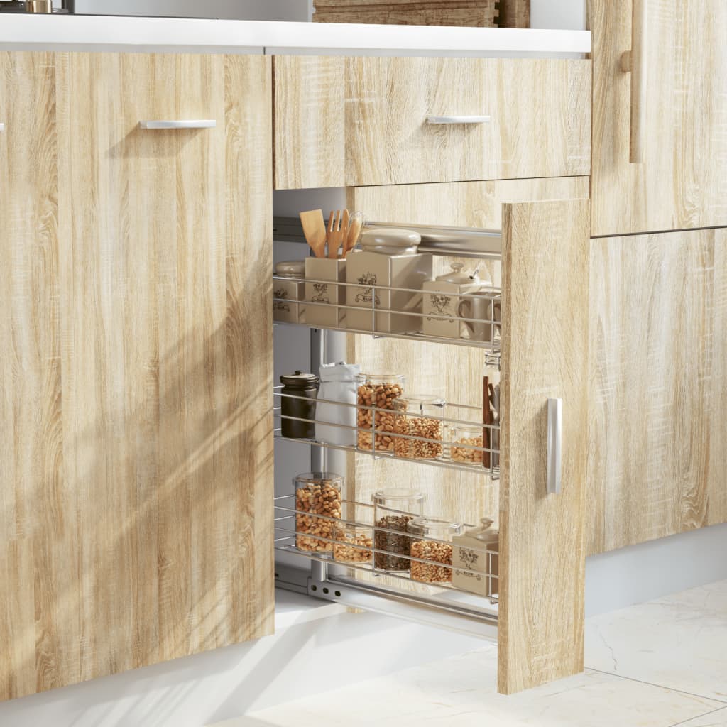 3-Tier Pull-Out Kitchen Wire Basket Silver