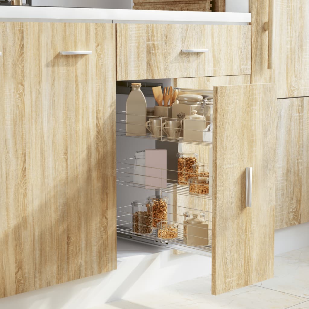 3-Tier Pull-Out Kitchen Wire Basket Silver