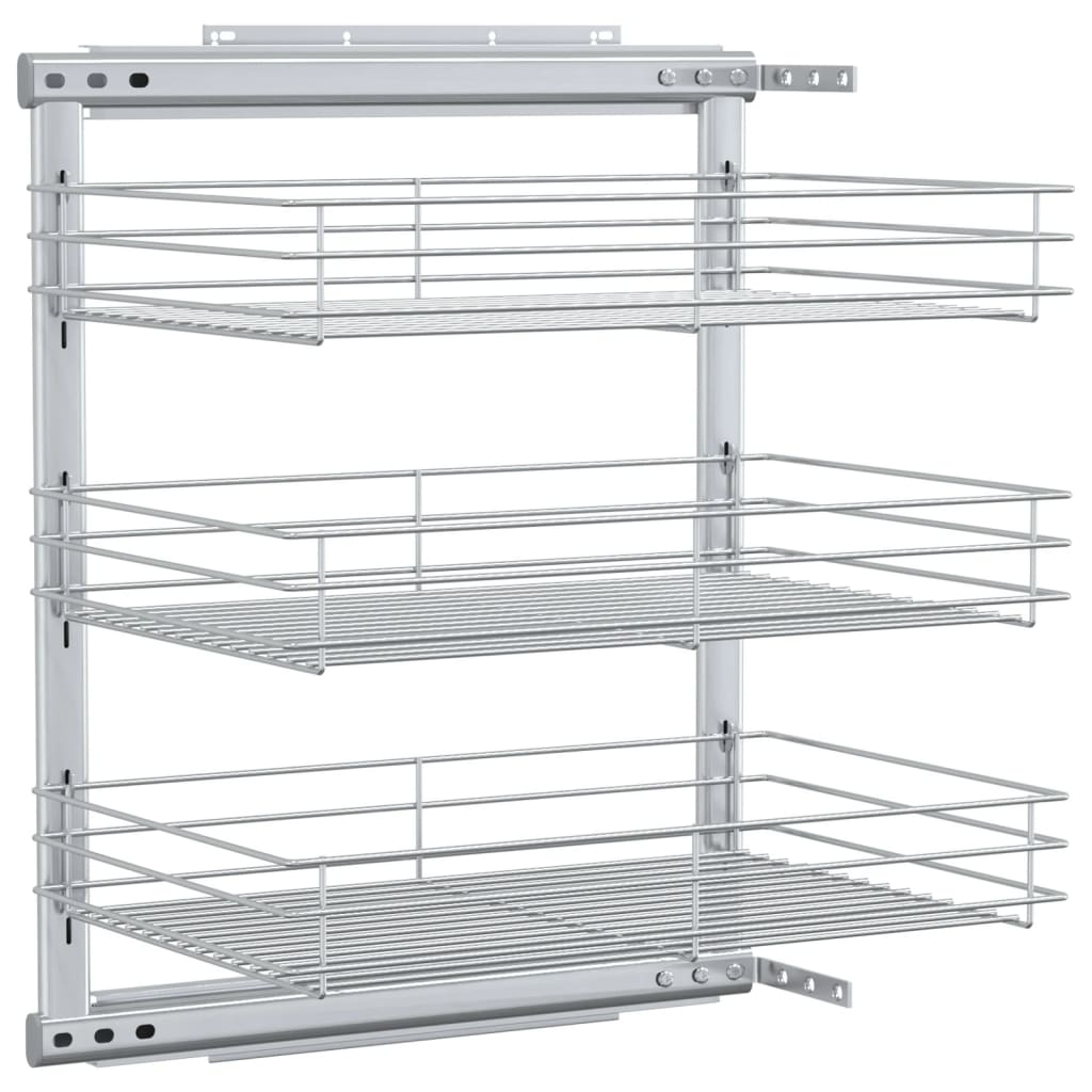 3-Tier Pull-Out Kitchen Wire Basket Silver