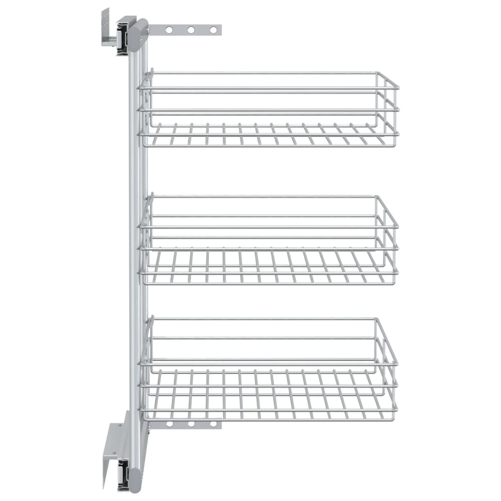 3-Tier Pull-Out Kitchen Wire Basket Silver