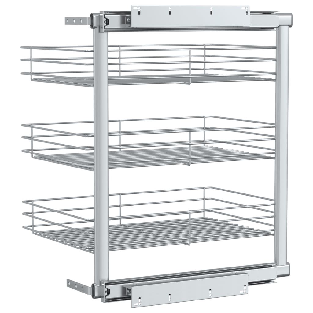 3-Tier Pull-Out Kitchen Wire Basket Silver
