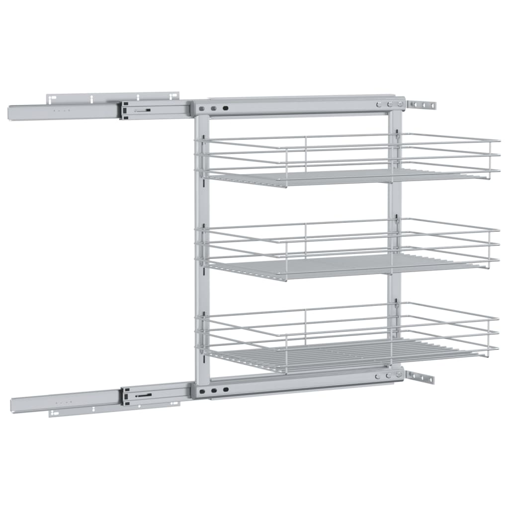 3-Tier Pull-Out Kitchen Wire Basket Silver