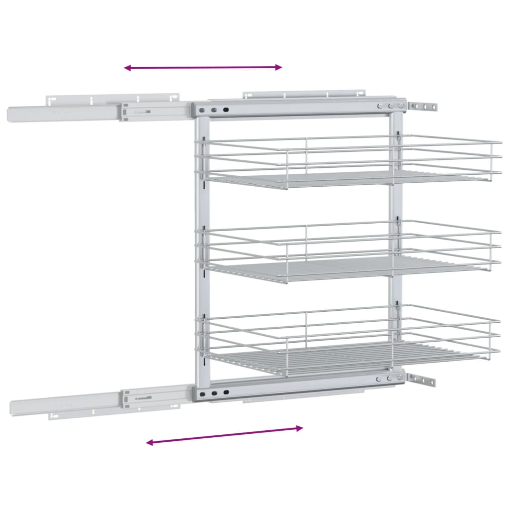 3-Tier Pull-Out Kitchen Wire Basket Silver