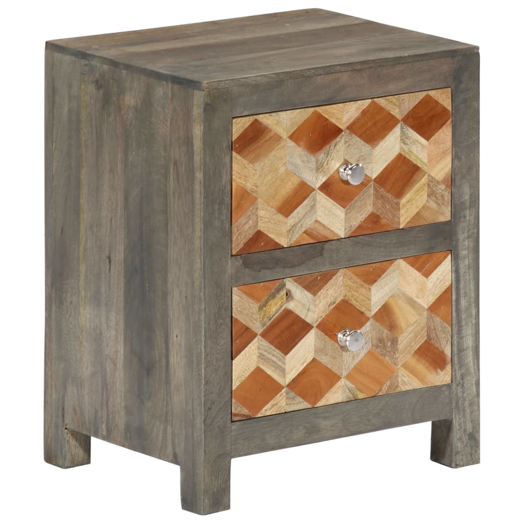 Bedside Cabinet Grey 40X30X50 Cm Solid Mango Wood