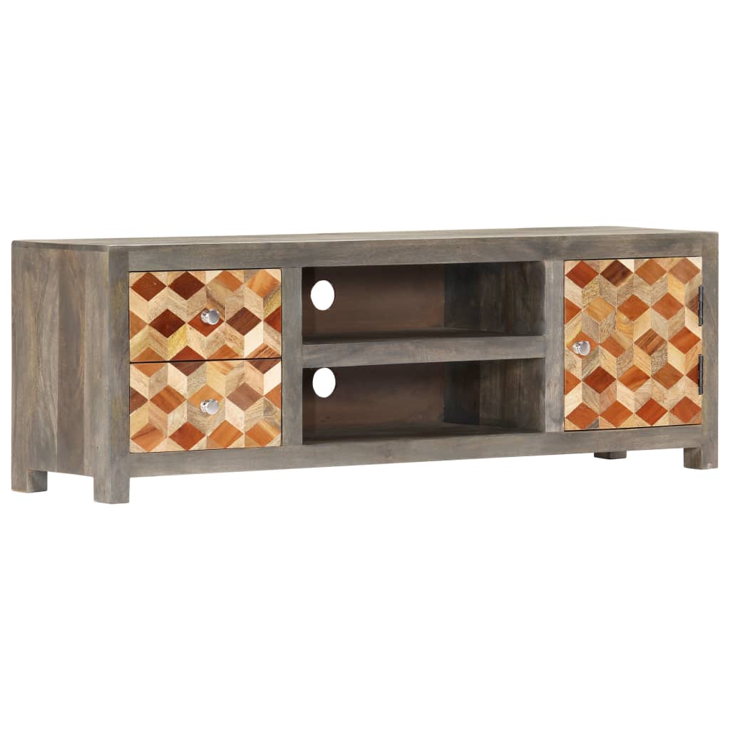 Tv Cabinet Grey 120X30X40 Cm Solid Mango Wood