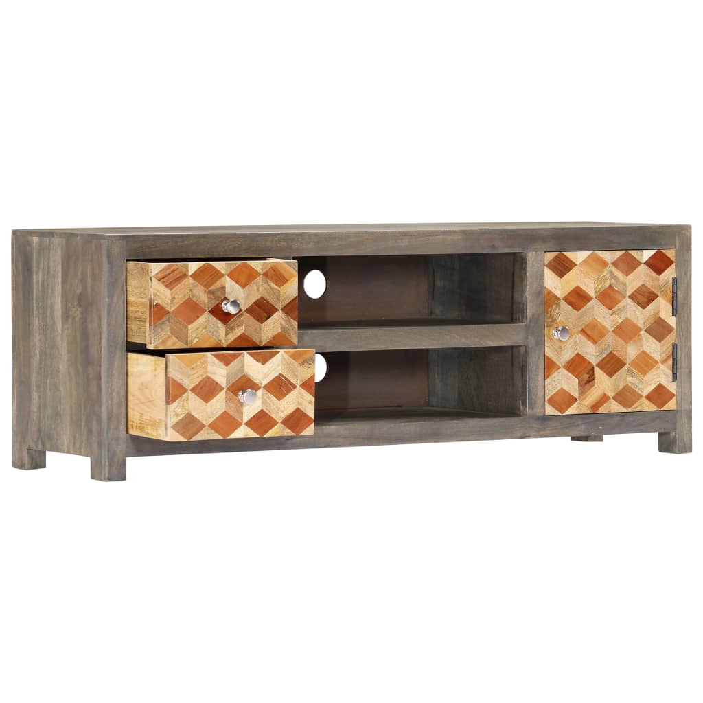 Tv Cabinet Grey 120X30X40 Cm Solid Mango Wood