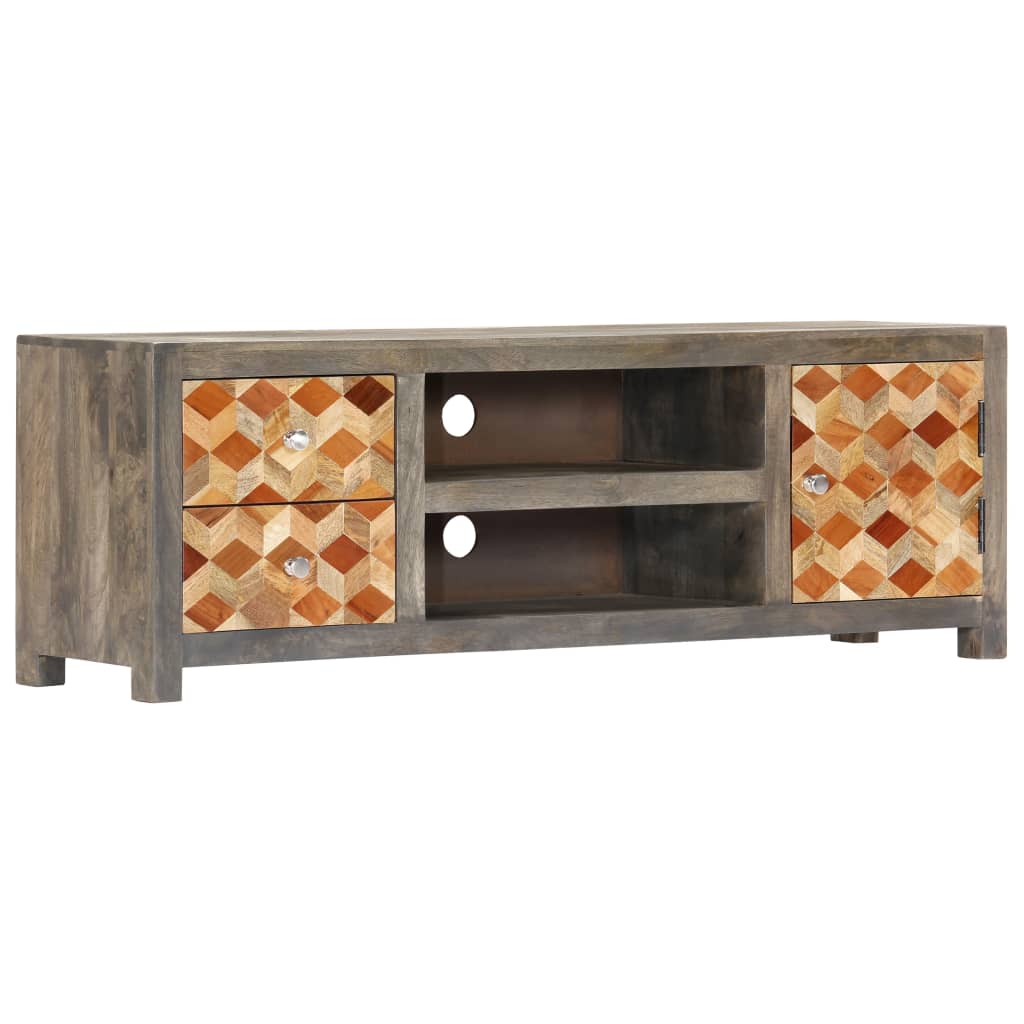 Tv Cabinet Grey 120X30X40 Cm Solid Mango Wood