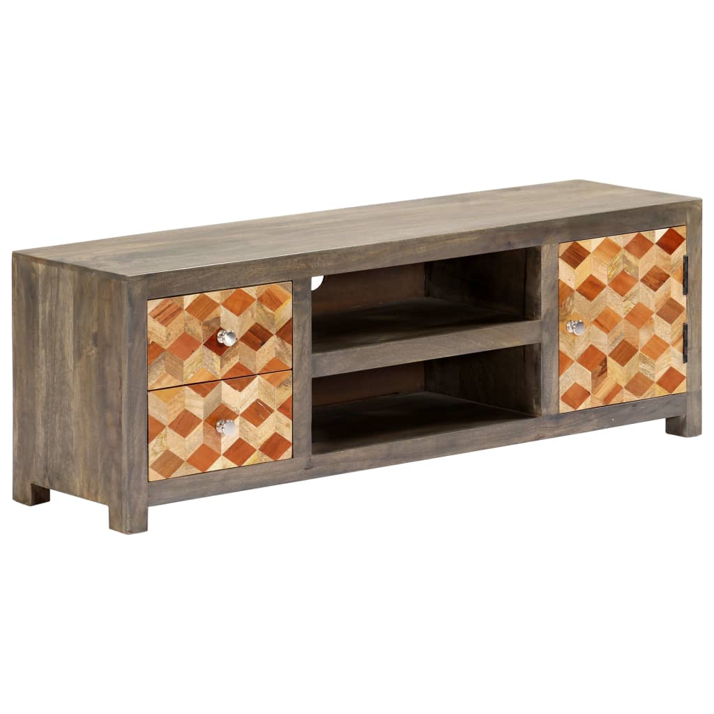 Tv Cabinet Grey 120X30X40 Cm Solid Mango Wood