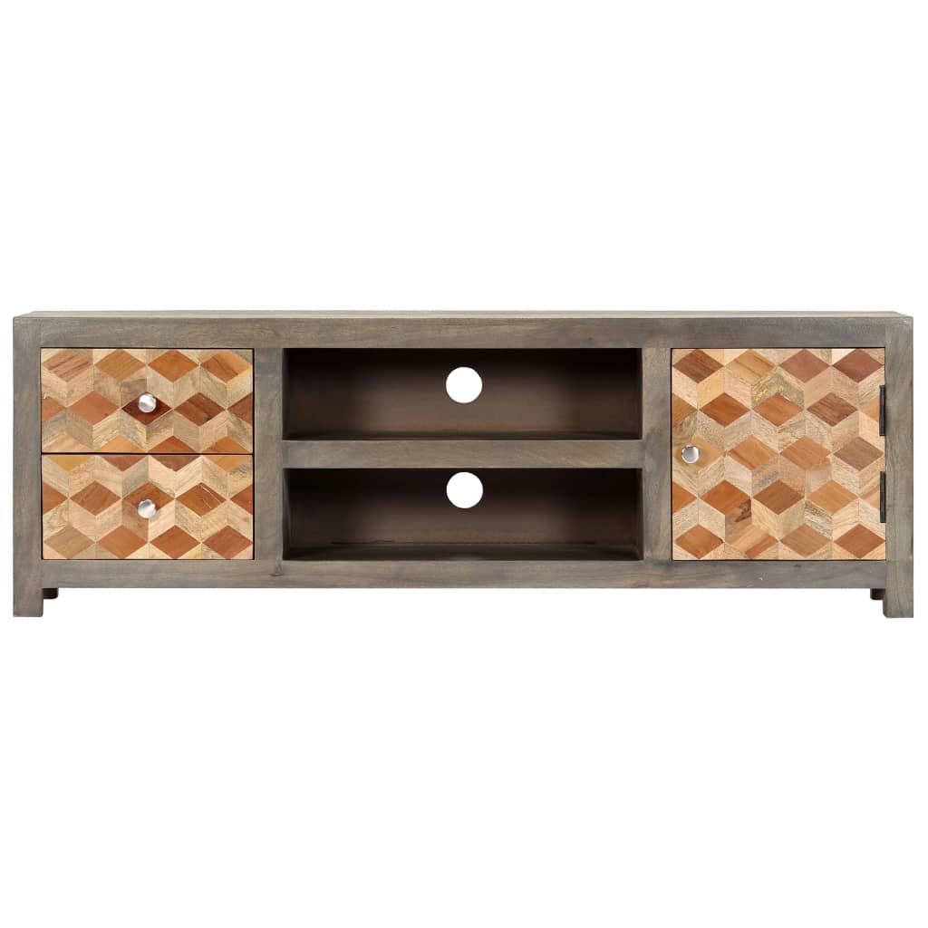 Tv Cabinet Grey 120X30X40 Cm Solid Mango Wood