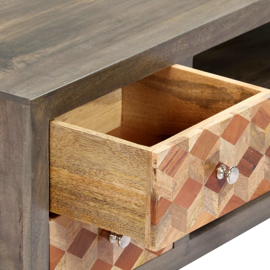 Tv Cabinet Grey 120X30X40 Cm Solid Mango Wood