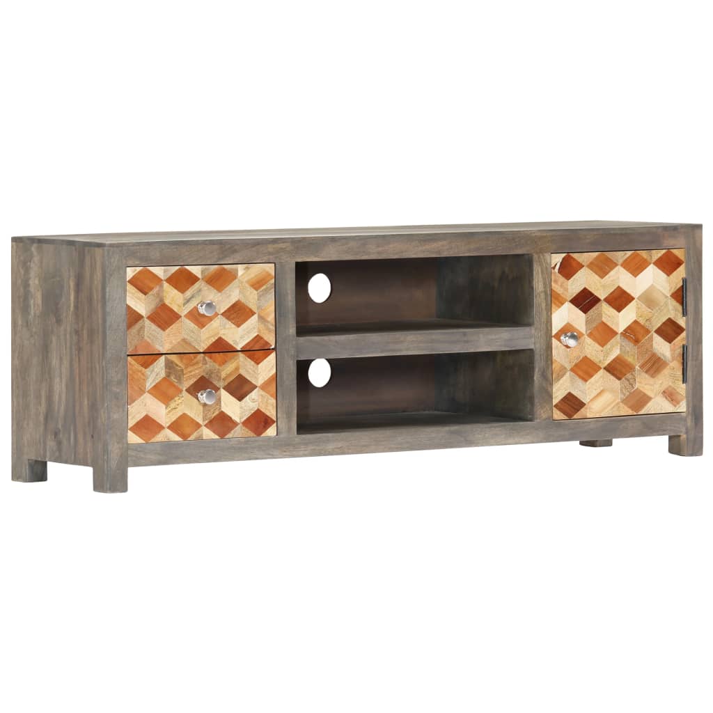 Tv Cabinet Grey 120X30X40 Cm Solid Mango Wood