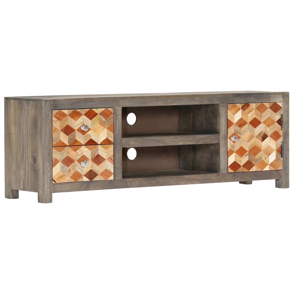 Tv Cabinet Grey 120X30X40 Cm Solid Mango Wood