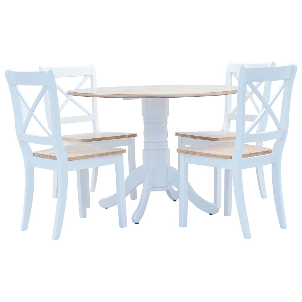 5 Piece Dining Set Solid Rubber Wood