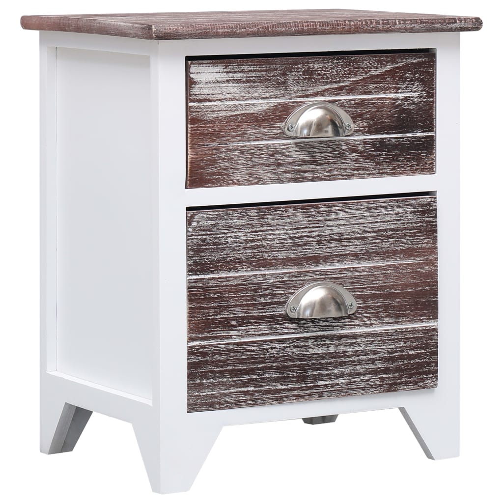 Nightstand 2 Pcs With 2 Drawers Grey And White