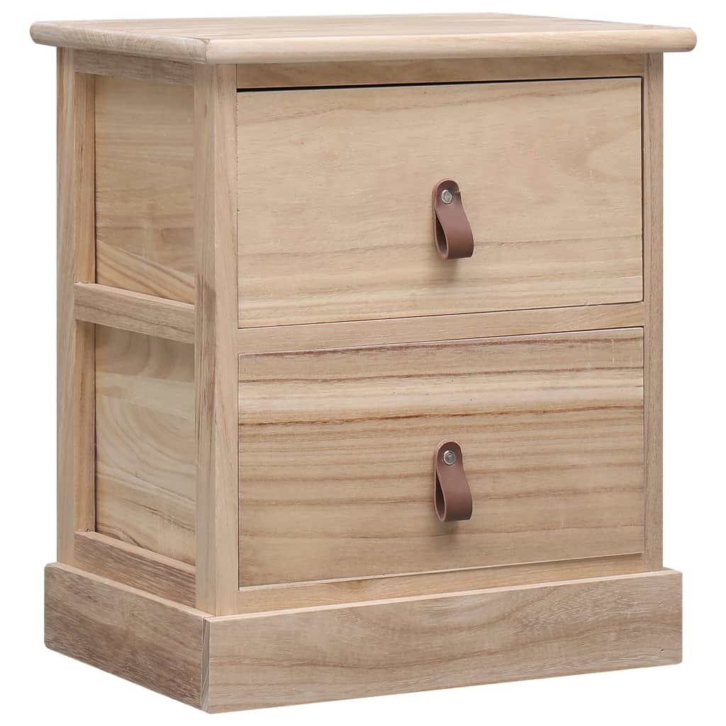 Nightstand White And Natural 38X28X45 Cm Paulownia Wood