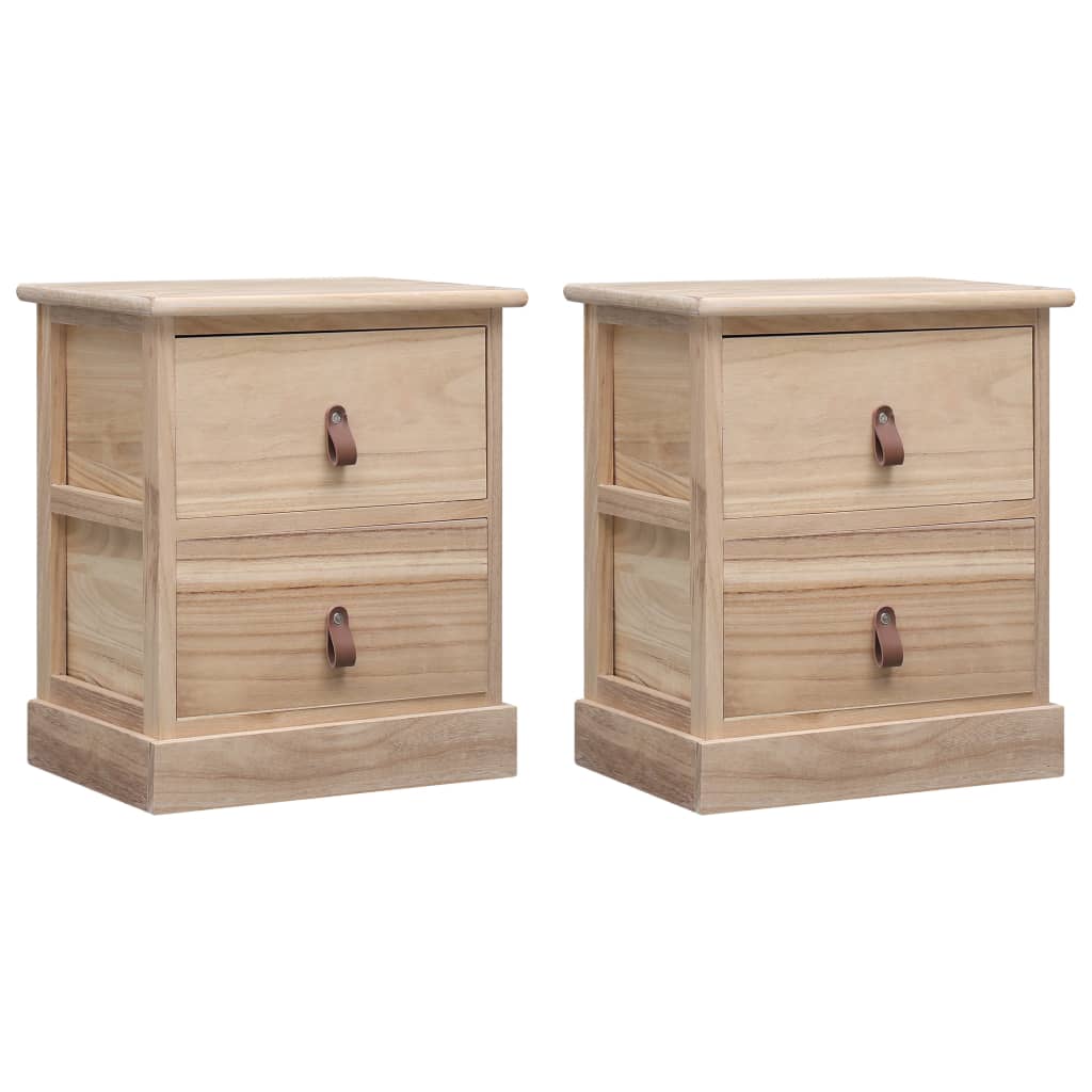 Nightstand White And Natural 38X28X45 Cm Paulownia Wood