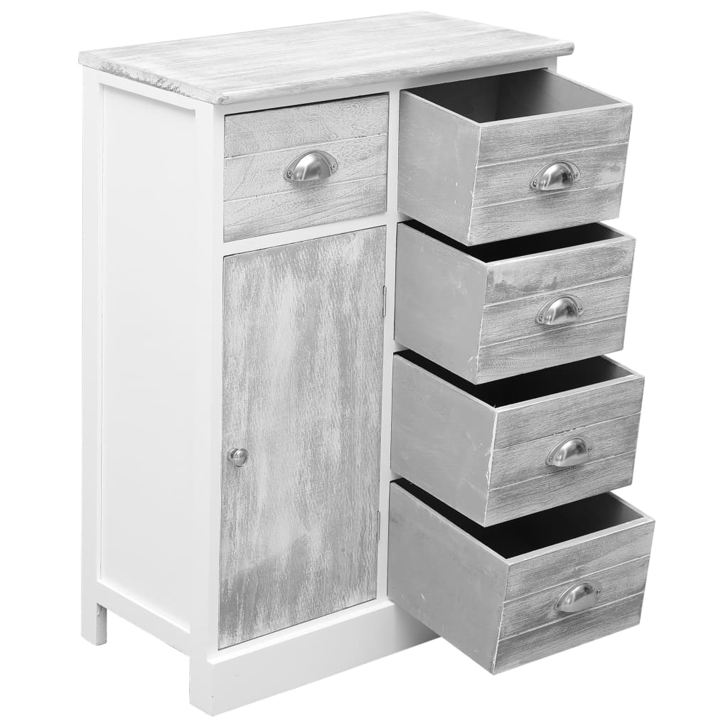 Sideboard With 10 Drawers Grey 113X30X79 Cm Wood