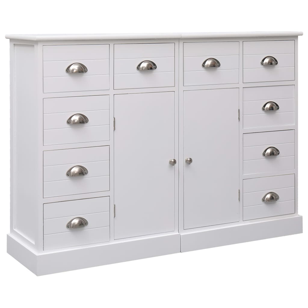 Sideboard With 10 Drawers Grey 113X30X79 Cm Wood