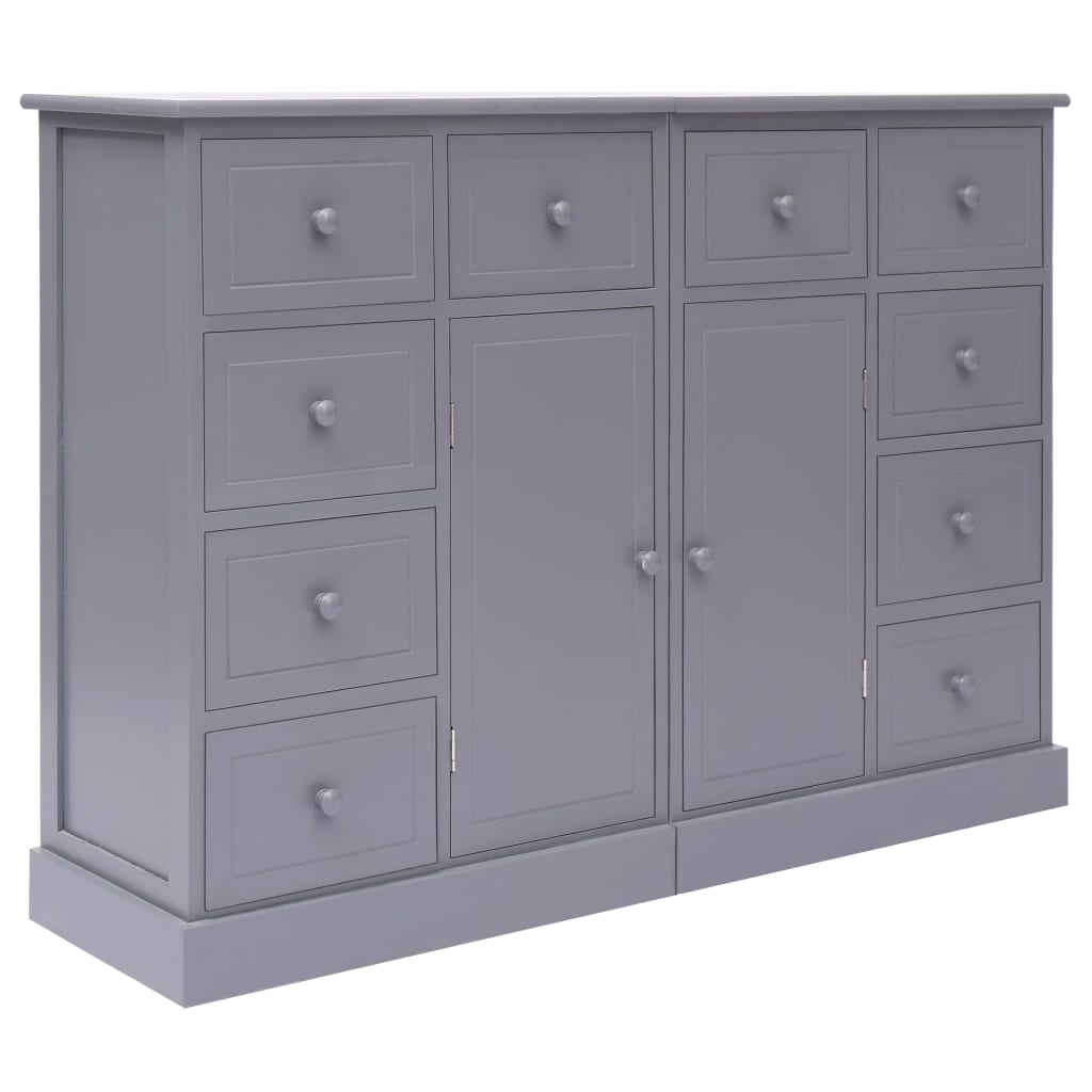 Sideboard With 10 Drawers Grey 113X30X79 Cm Wood