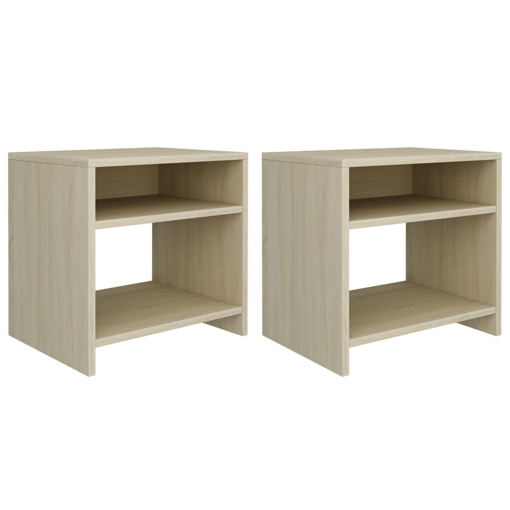 Bedside Cabinet White And Sonoma Oak 40X30X40 Cm Engineered Wood