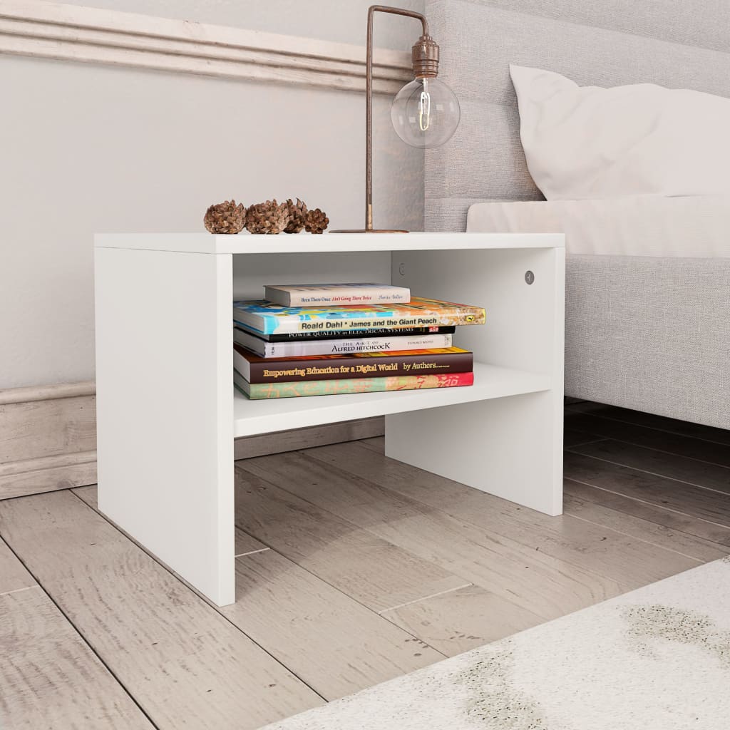 Bedside Cabinet White And Sonoma Oak 40X30X30 Cm Engineered Wood