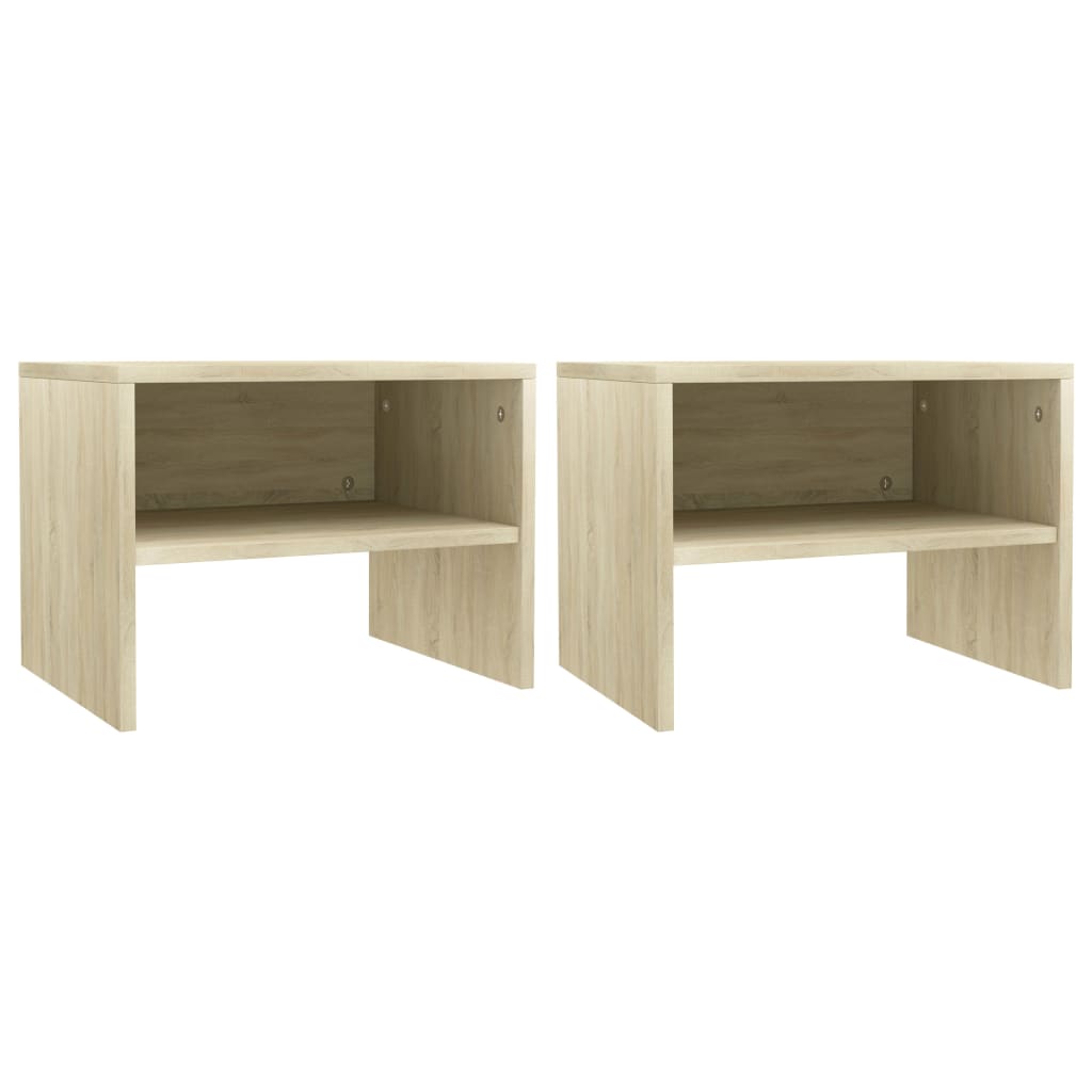 Bedside Cabinet White And Sonoma Oak 40X30X30 Cm Engineered Wood