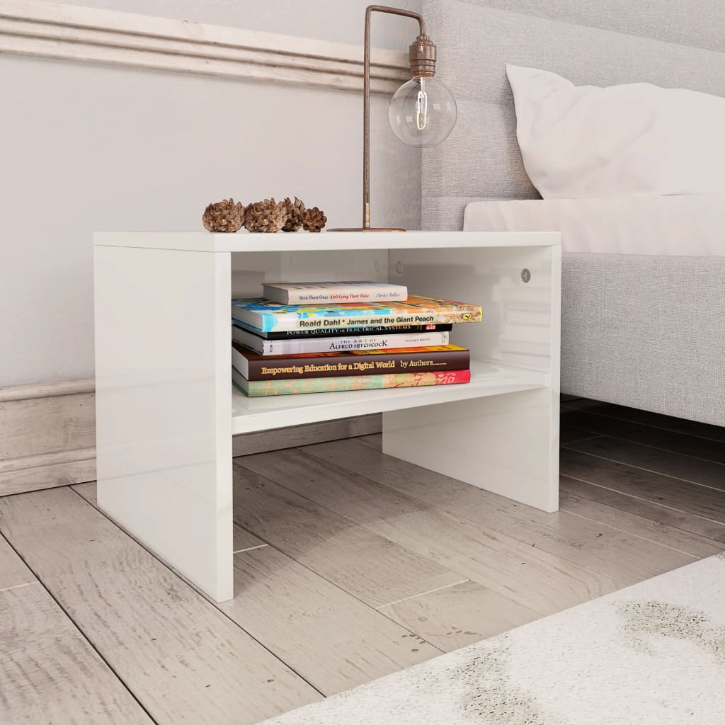 Bedside Cabinet White And Sonoma Oak 40X30X30 Cm Engineered Wood