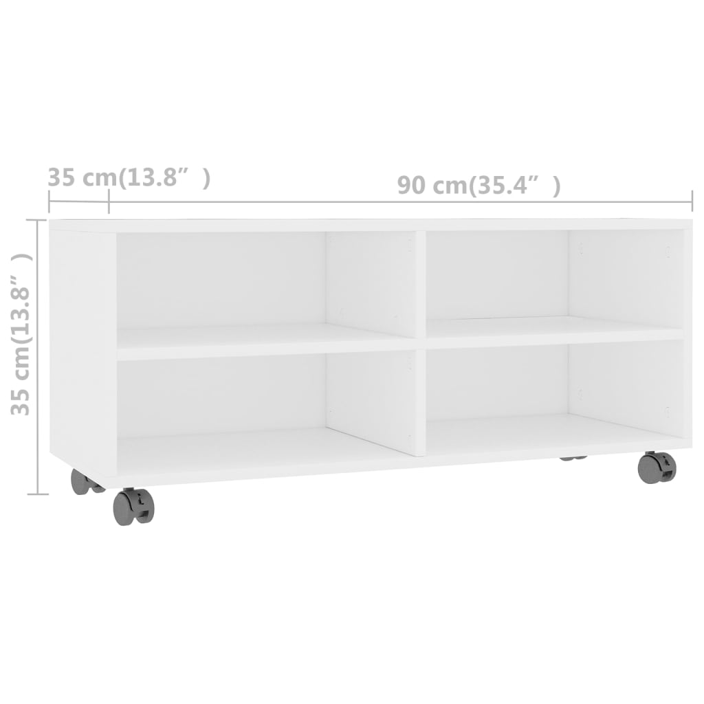 Tv Cabinet With Castors 90X35X35 Cm Engineered Wood