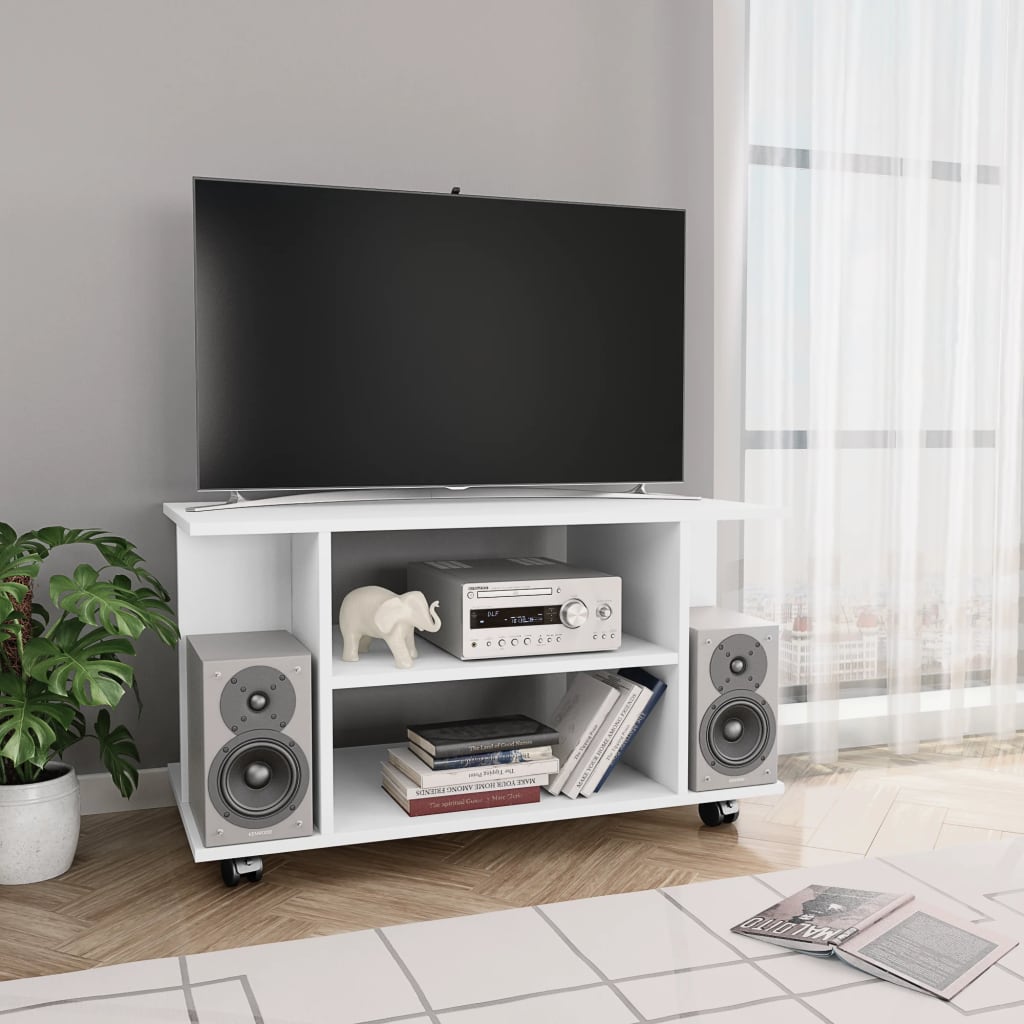 Tv Cabinet With Castors 80X40X45 Cm Engineered Wood