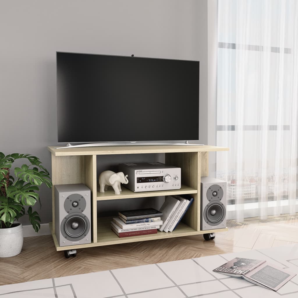 Tv Cabinet With Castors 80X40X45 Cm Engineered Wood