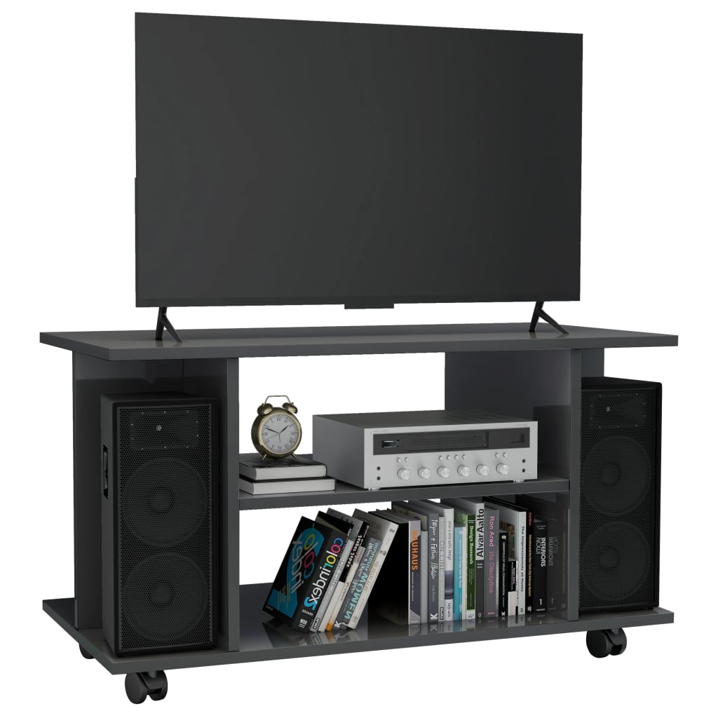 Tv Cabinet With Castors 80X40X45 Cm Engineered Wood
