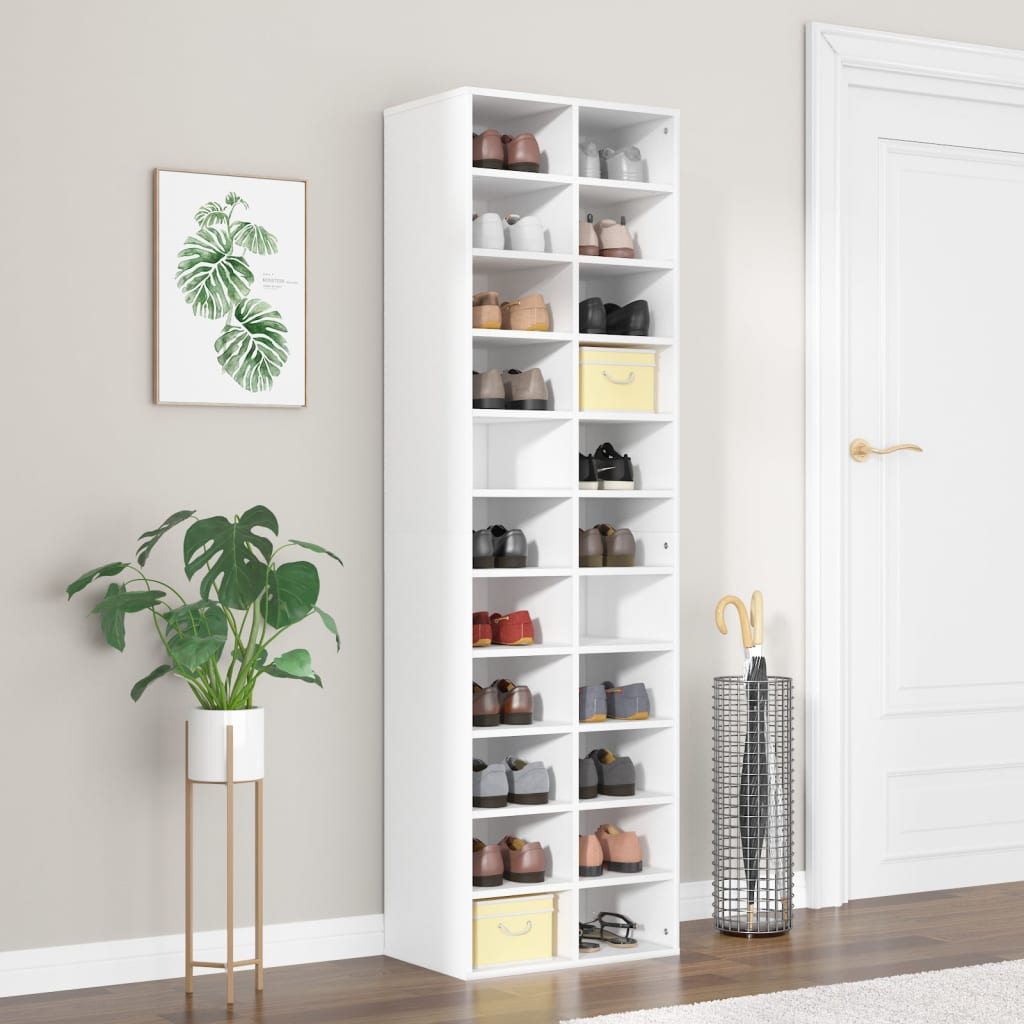 Shoe Cabinet 54X34X183 Cm Engineered Wood