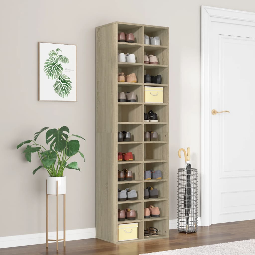 Shoe Cabinet 54X34X183 Cm Engineered Wood