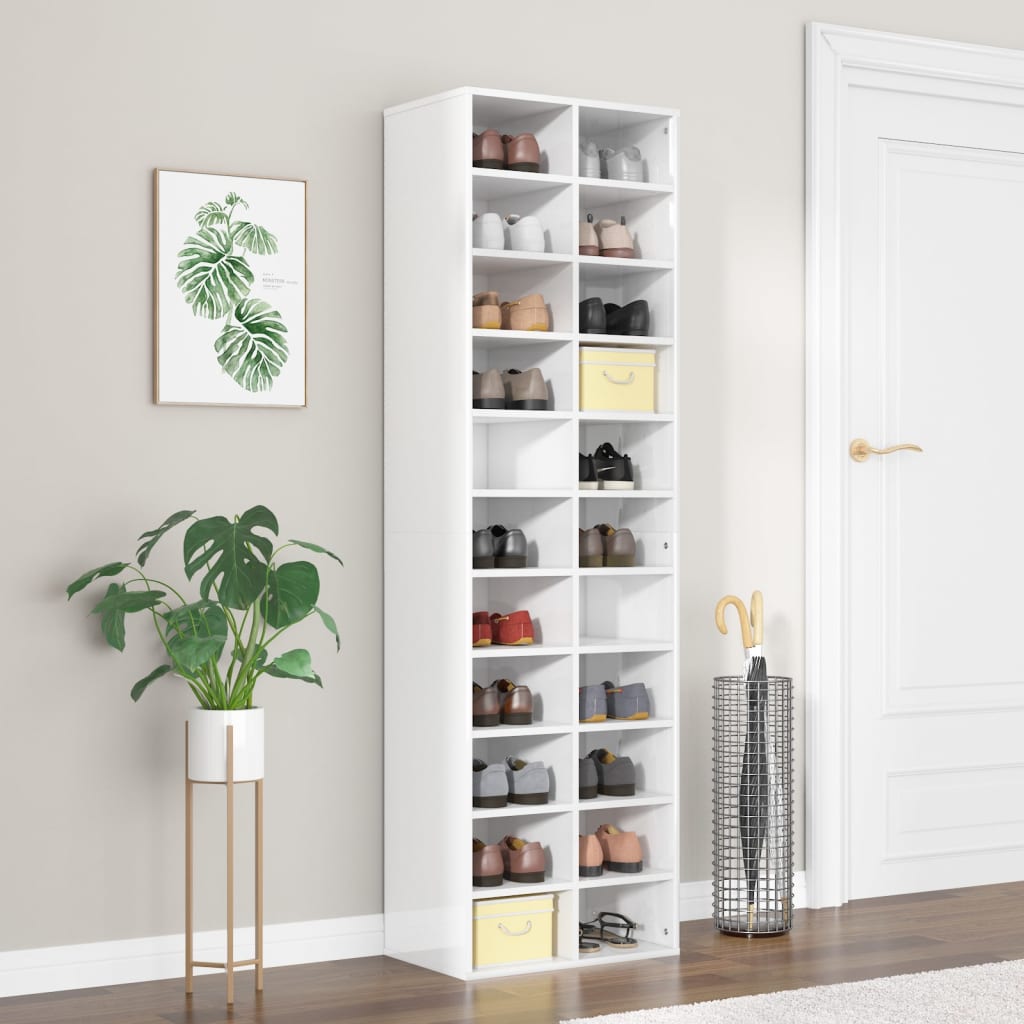 Shoe Cabinet 54X34X183 Cm Engineered Wood