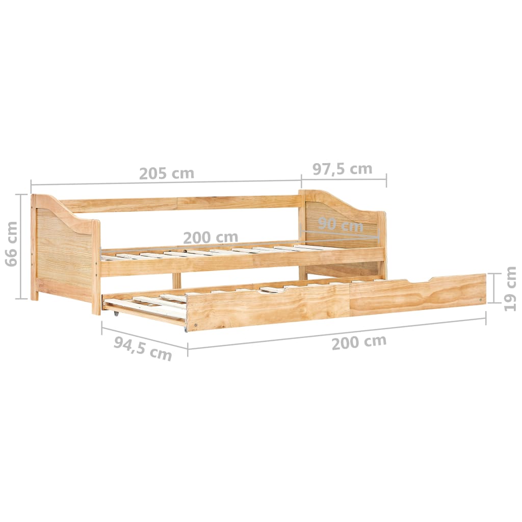 Pull-Out Sofa Bed Frame Without Mattress Pinewood 90X200 Cm