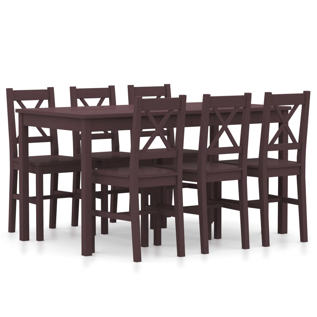 7 Piece Dining Set Pinewood