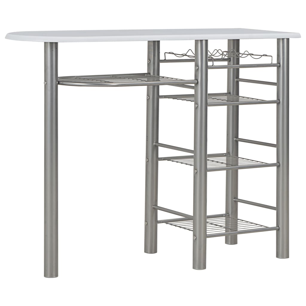 3 Piece Bar Set With Shelves Wood And Steel White