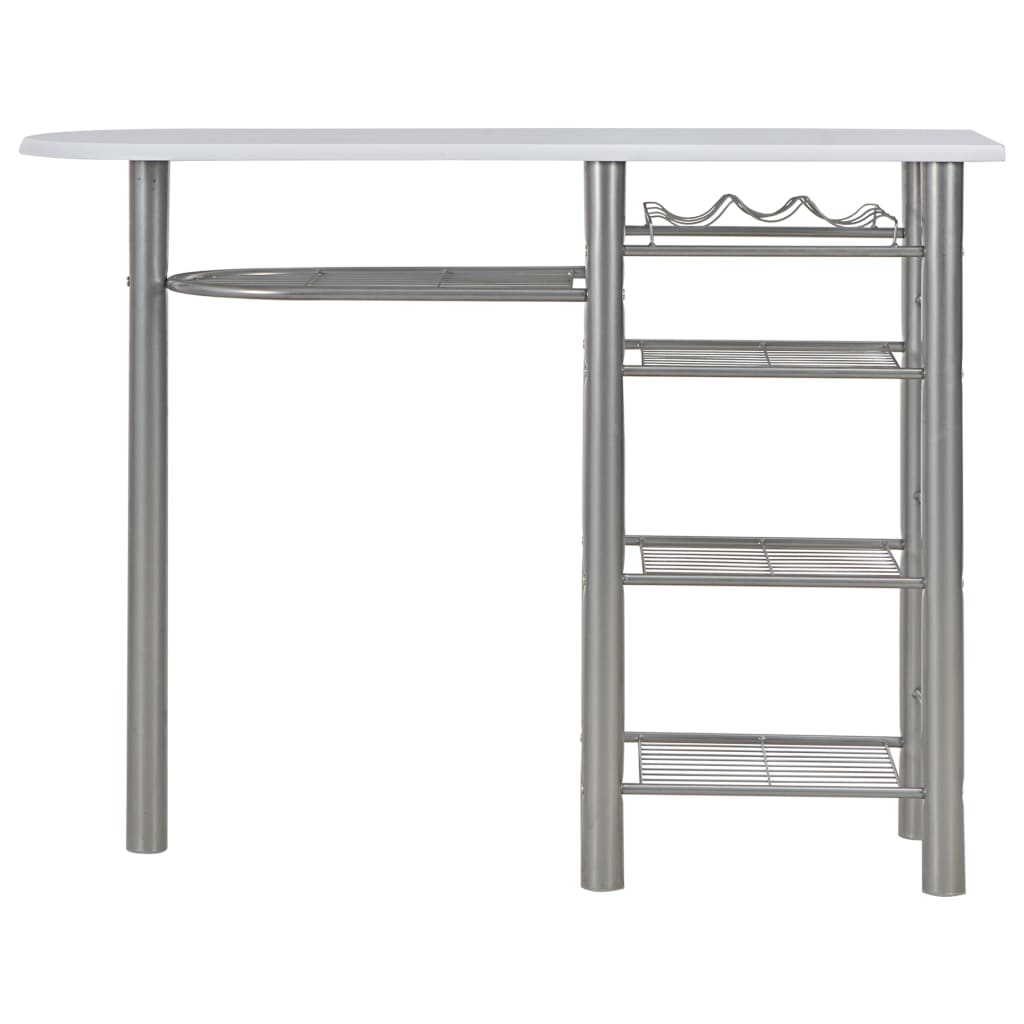 3 Piece Bar Set With Shelves Wood And Steel White