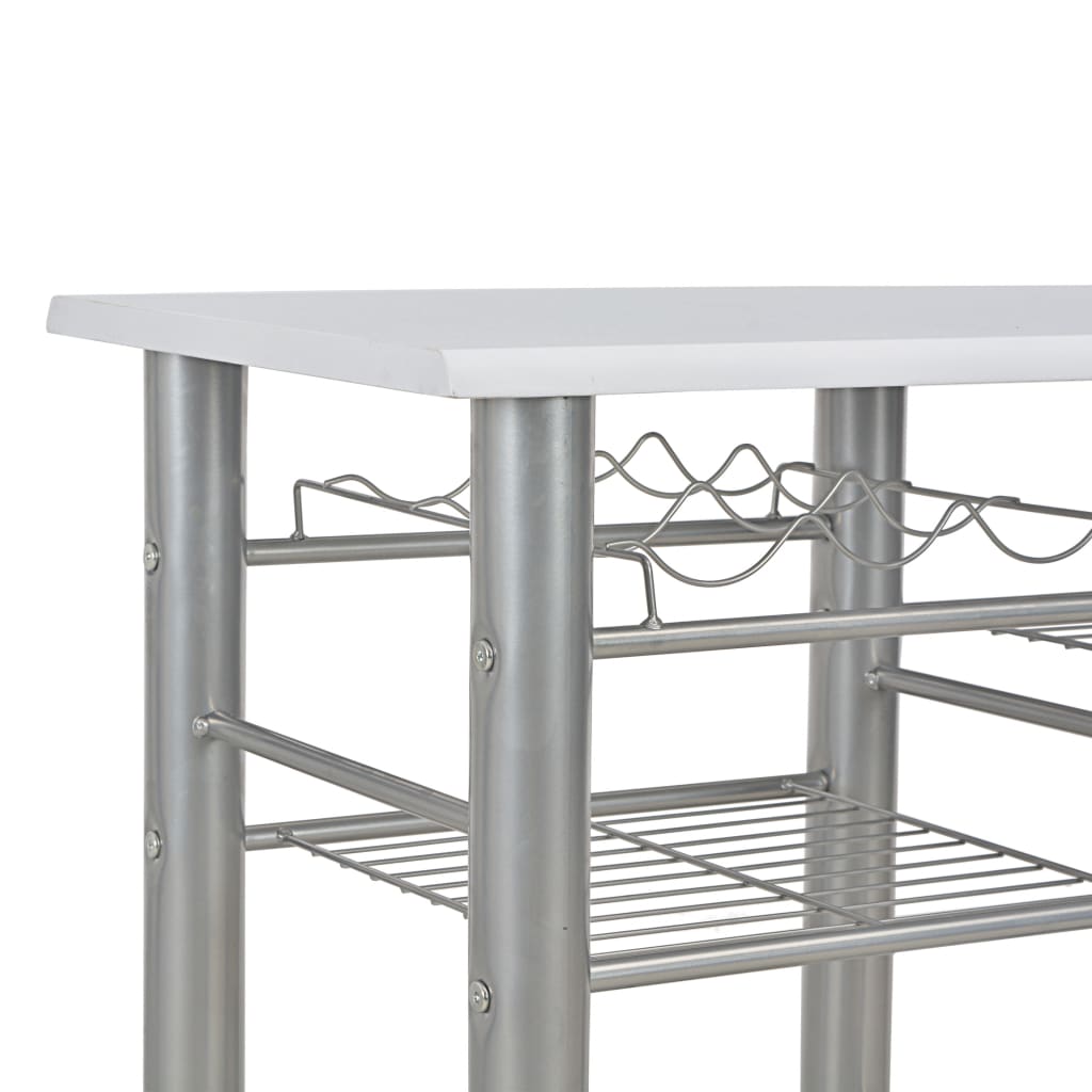3 Piece Bar Set With Shelves Wood And Steel White