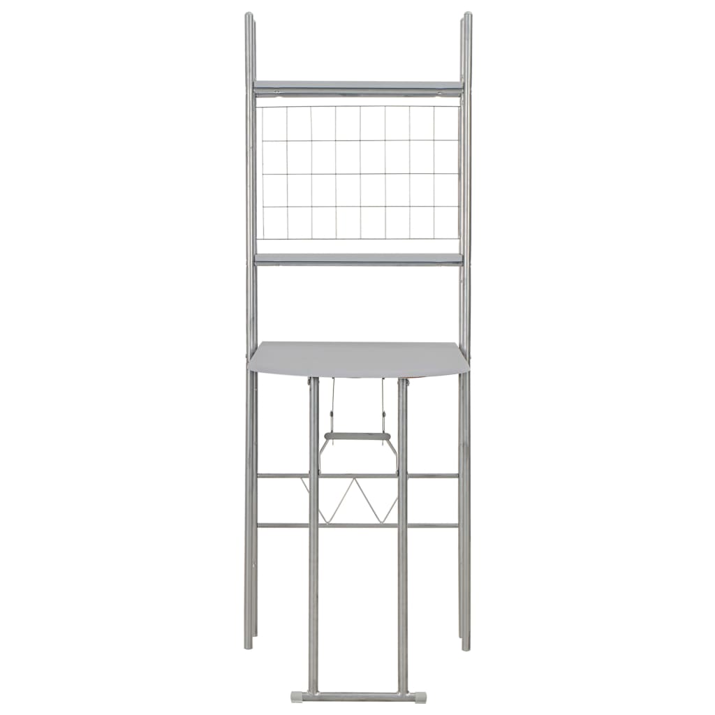 3 Piece Folding Dining Set With Storage Rack Mdf And Steel Grey