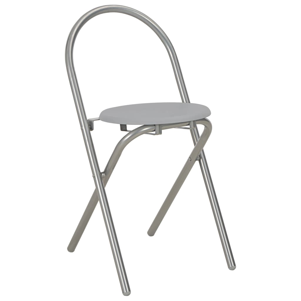 3 Piece Folding Dining Set With Storage Rack Mdf And Steel Grey