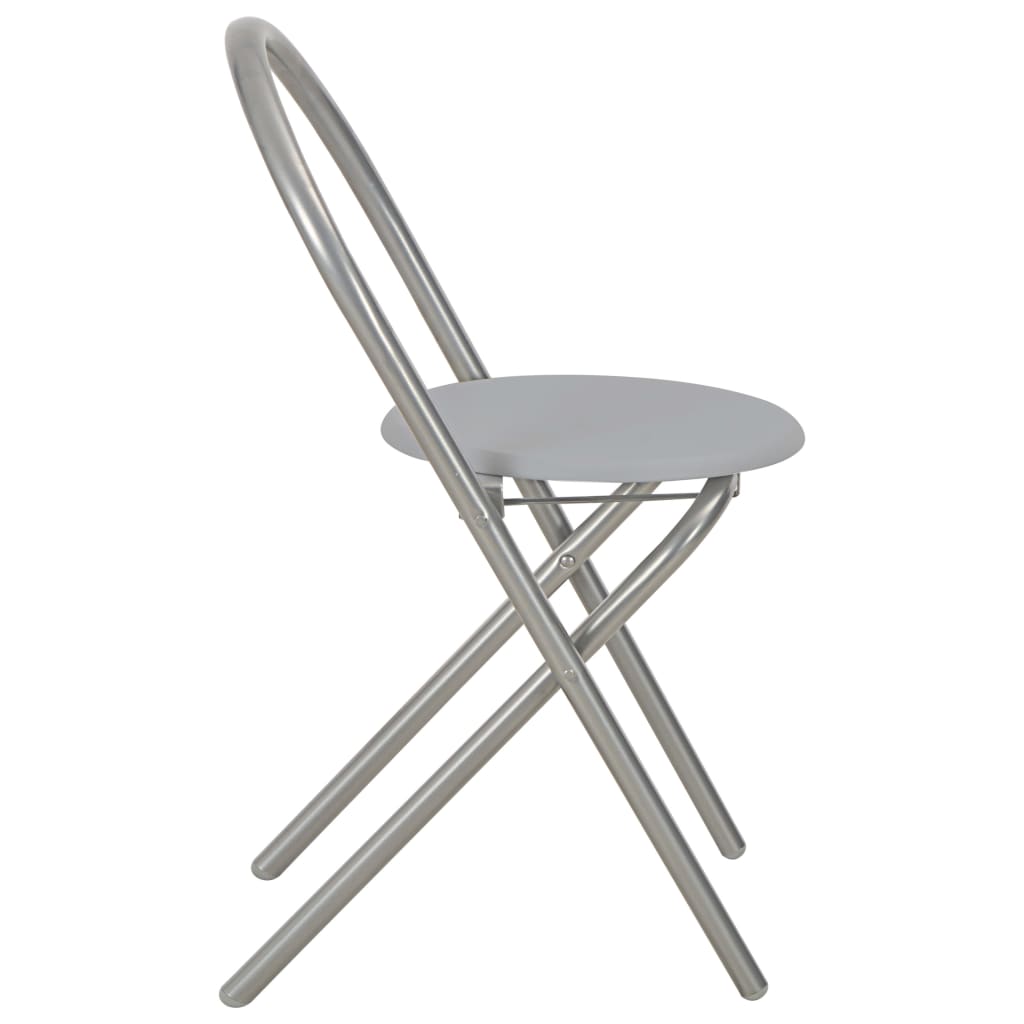 3 Piece Folding Dining Set With Storage Rack Mdf And Steel Grey