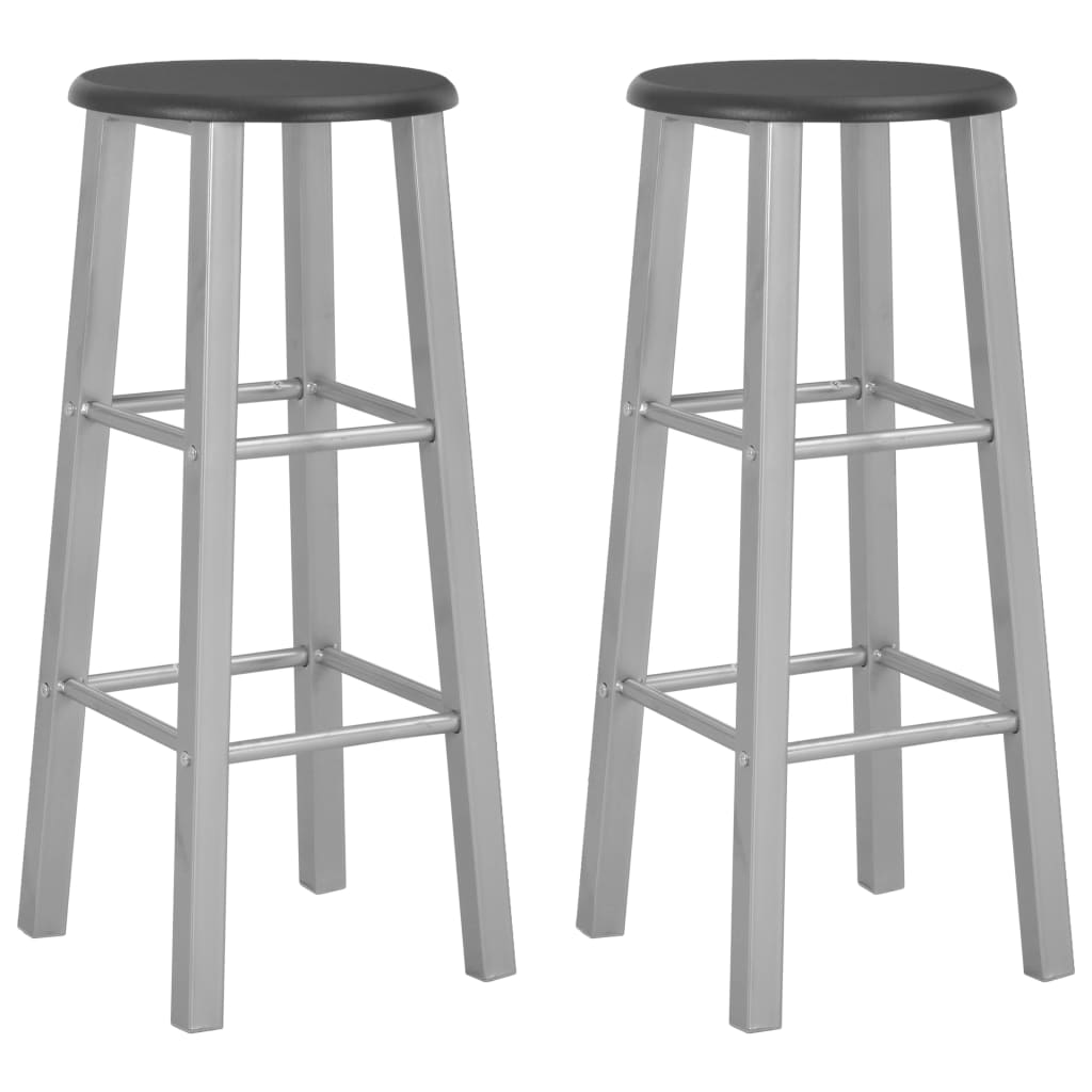 Bar Stools 2 Pcs Metal With Mdf Seat