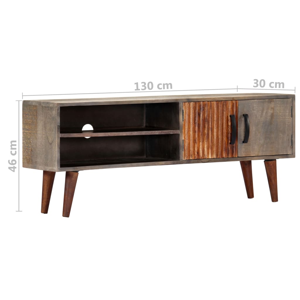 Tv Cabinet Grey 130X30X46 Cm Solid Rough Mango Wood