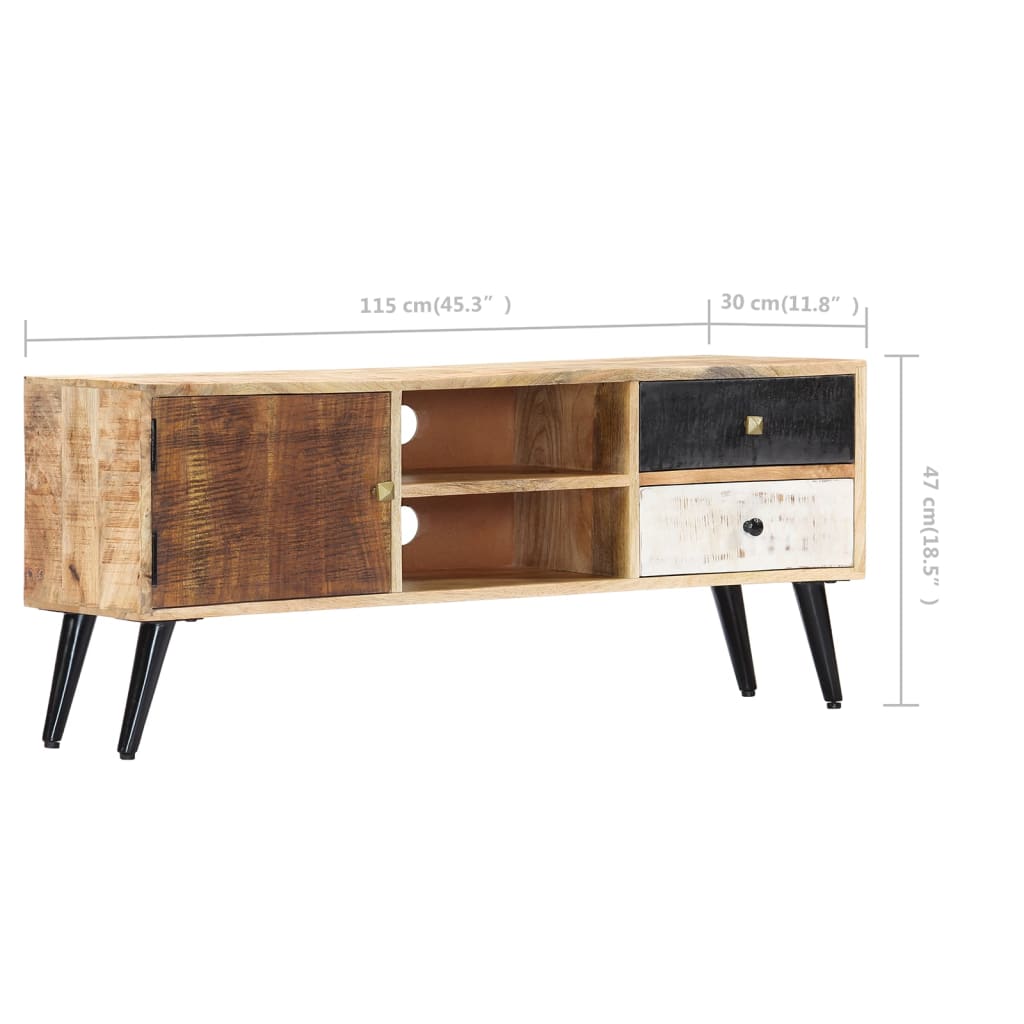 Tv Cabinet 115X30X47 Cm Solid Mango Wood