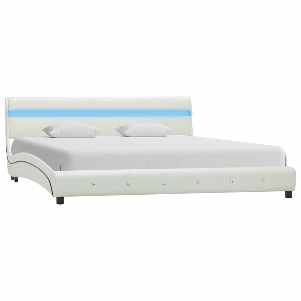 Bed Frame With Led Without Mattress Faux Leather 150X200Cm
