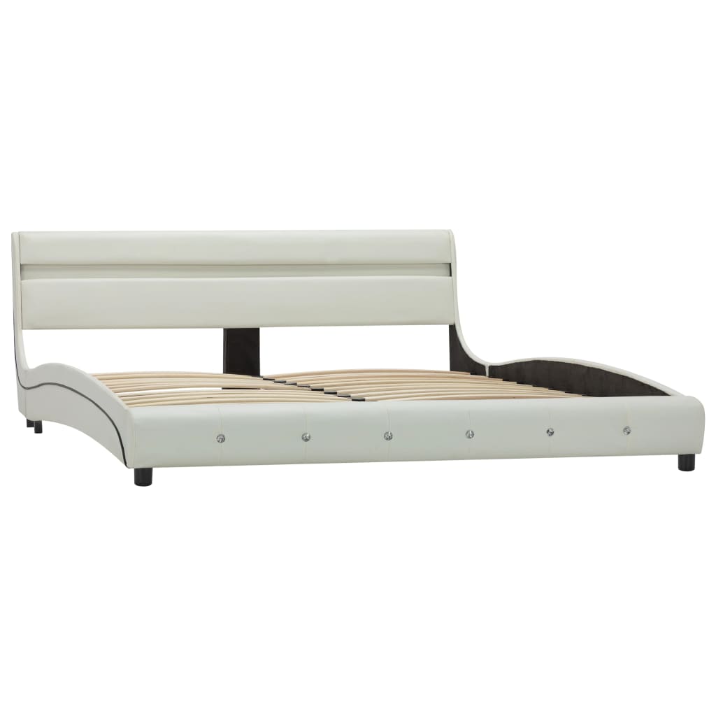 Bed Frame With Led Without Mattress Faux Leather 150X200Cm