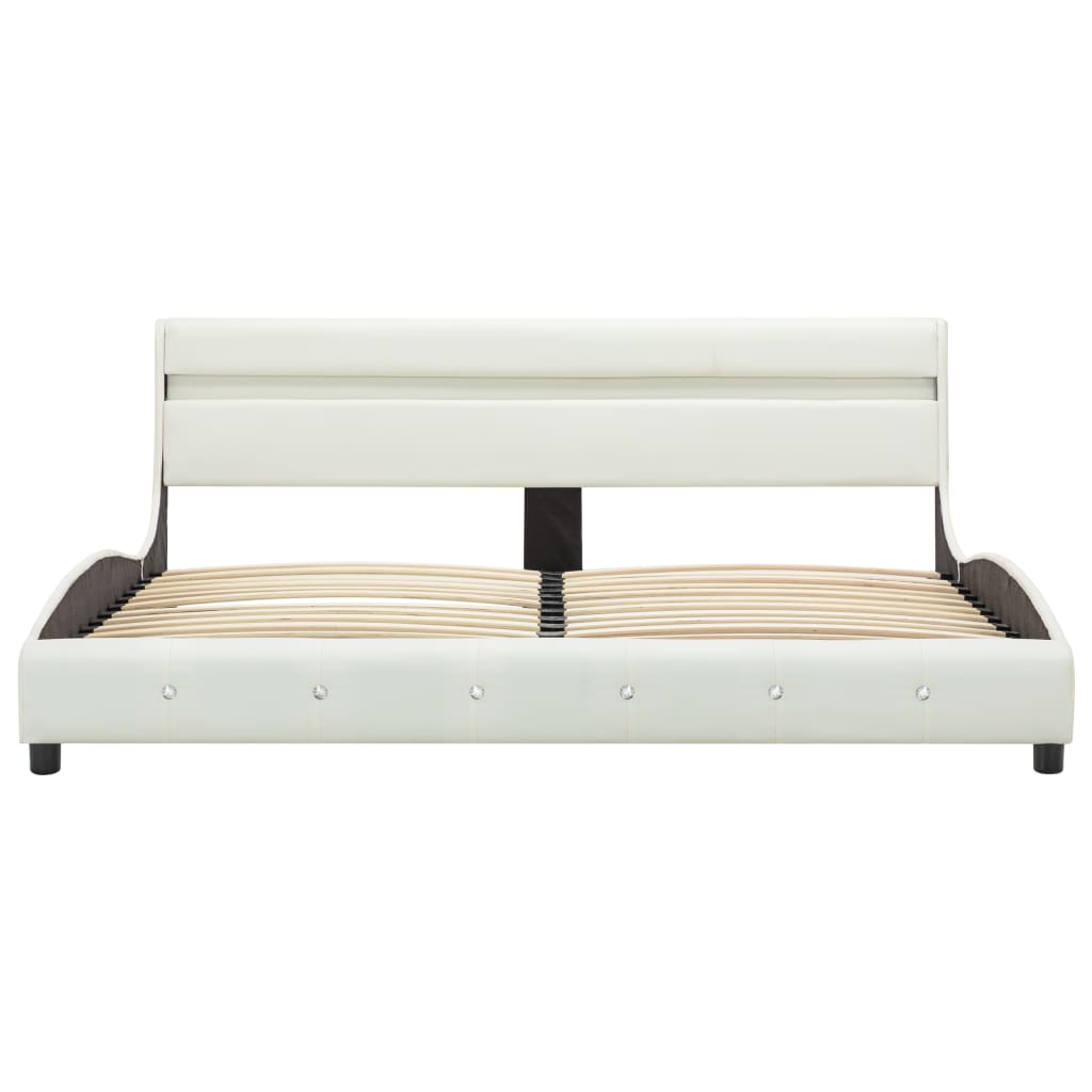 Bed Frame With Led Without Mattress Faux Leather 150X200Cm
