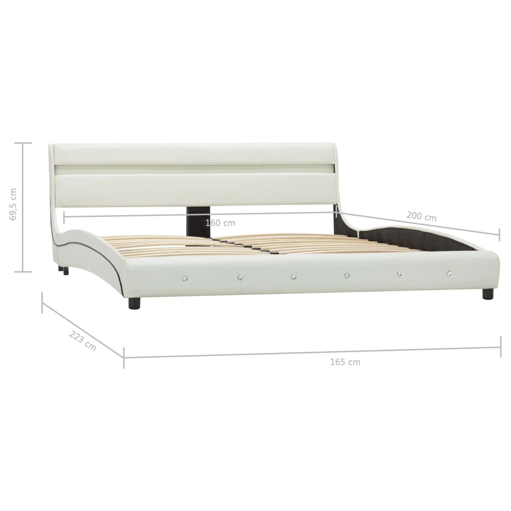 Bed Frame With Led Without Mattress Faux Leather 150X200Cm