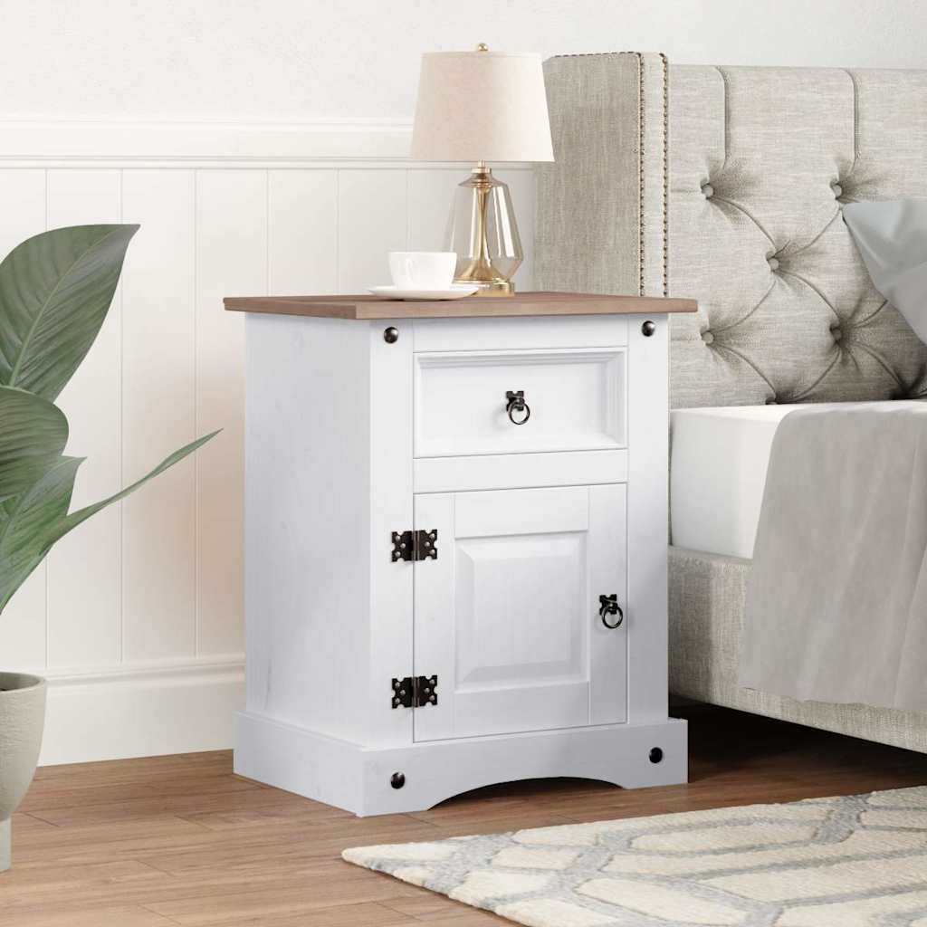 Bedside Cabinet Mexican Pine Corona Range 53X39X67 Cm